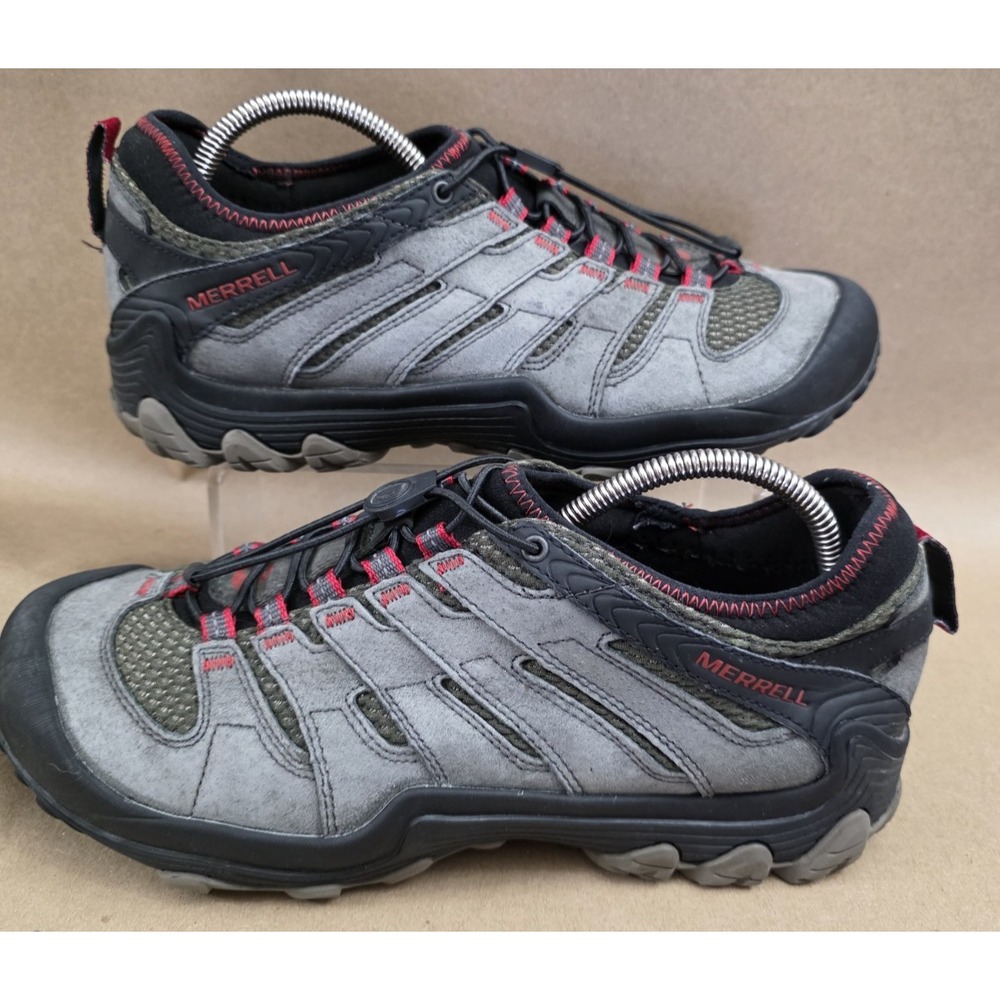 Merrell (Sz 10.5) Moab Edge 2 Mens Hiking Shoes Gray Black Red J18515